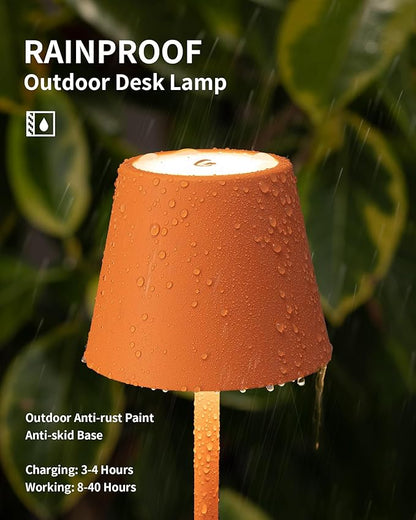 KDG 2 Pack Cordless Table Lamp,Portable LED Desk Lamp, 4000mAh Battery Operated, 3 Color Stepless Dimming Up, for Restaurant/Bedroom/Bars/Outdoor Party/Camping/Coffee Shop Night Light(Orange)