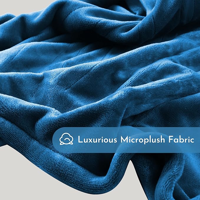 Electric Heated Blanket 62"x84" Twin Size Flannel Heated Blanket, Cozy & Warm for All Night, 5 Heat Settings & 10 Hours Auto Off, Machine Washable, Teal Blue