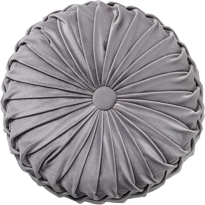 S_SSOY Round Throw Pillow for Couch Decorative 13"X13" Pumpkin Round Velvet Cushion for Sofa Bed Chair Floor Car Decorative (Grey)
