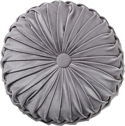 S_SSOY Round Throw Pillow for Couch Decorative 13"X13" Pumpkin Round Velvet Cushion for Sofa Bed Chair Floor Car Decorative (Grey)