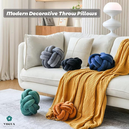 Knot Pillow Ball, Soft Decorative Throw Pillows Cushion, 11 Inch Round Plush Knotted Pillows Black Pillow, Modern Home Throw Knot Decorative Cushion for Bedroom, Sofa, Couch