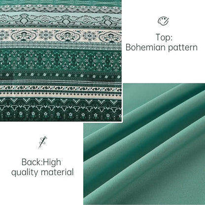 Cottolester Boho Comforter Set Queen Size,8 Pieces Teal Green Bohemian Striped Bed in a Bag,Paisley Soft Microfiber Bedding Comforter Set