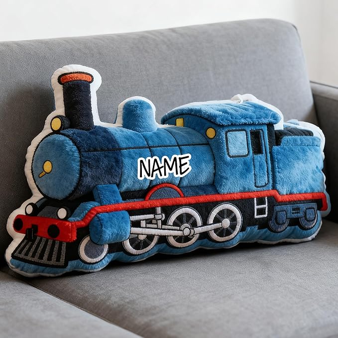Custom Small Train Shaped Pillow Personalized Double-Sided Printed Cute Pillow Customized Christmas Party Commemorative Gift Sofa Decorative for Boys and Girls 8-32in