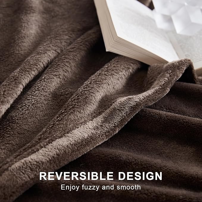 Hansleep Fleece Brown King Blanket, Super Soft Flannel Fuzzy Plush Cozy Blanket for All Seasons, Brown, King 90x108 Inches