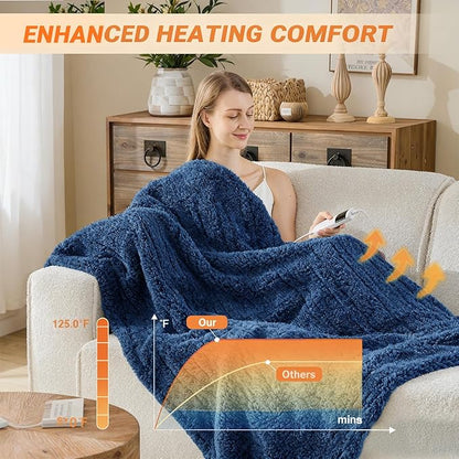 Heated Blanket Heated Twin, Electric Blanket 62"x84" Heating Blanket with 8 Hours Auto Off 10 Fast Heating Levels Machine Washable Sherpa Heated Blanket with Overheating Protection
