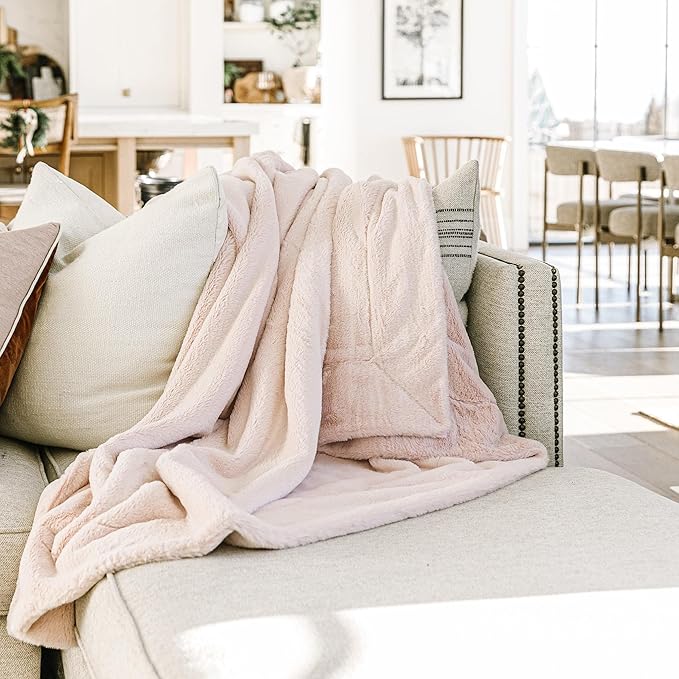 Minky Designs Blossom Pink Minky Blanket – Ultra Soft Faux Fur Throw Blanket for Couch, Bed & Home – Fluffy, Warm & Luxurious – Posh Collection (Large, 60x72)