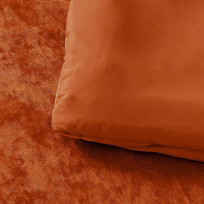 Sunshine Nicole Distressed Velvet Comforter Set, Distressed Velvet Face and Brushed Solid Microfiber Reverse, with Light Weight Soft Poly Fill, 5 Pieces Terracotta, Queen