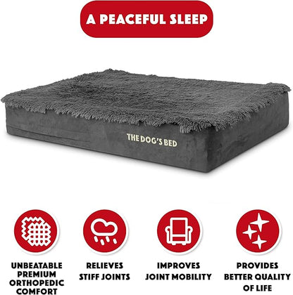 The Dog’s Bed Orthopedic Memory Foam Dog Bed Mattress, Fur Fabric, Grey Fur, L, 6-Inch