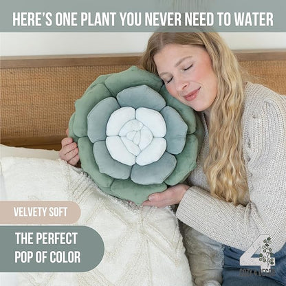Throw Pillow in Monochromatic Colors - Flower Shaped Pillow – Soft Plush Floral Throw Pillow for Bed, Couch, Sofa & Kids Room | Cute Fluffy Bloom Cushion for Aesthetic Room Decor