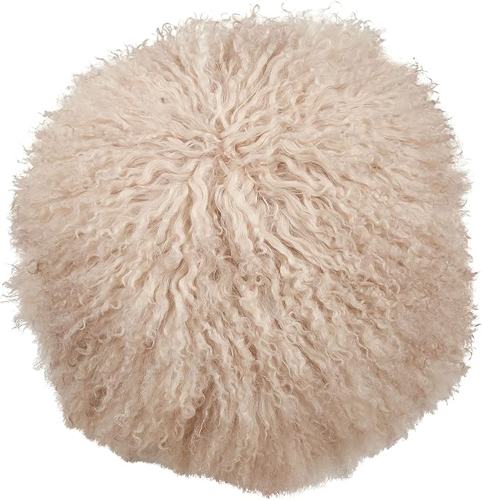 SARO LIFESTYLE Mongolian Lamb Fur Poly Filled Throw Pillow