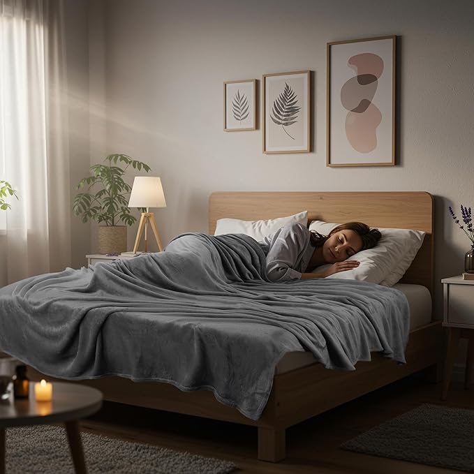 Utopia Bedding Fleece Blanket Queen Size Grey (90x90 Inches) Ultra Soft Warm Lightweight Microfiber Breathable Anti-Static Cozy Winter Bed Blanket, All-Season Home Decor Gift for Men & Women