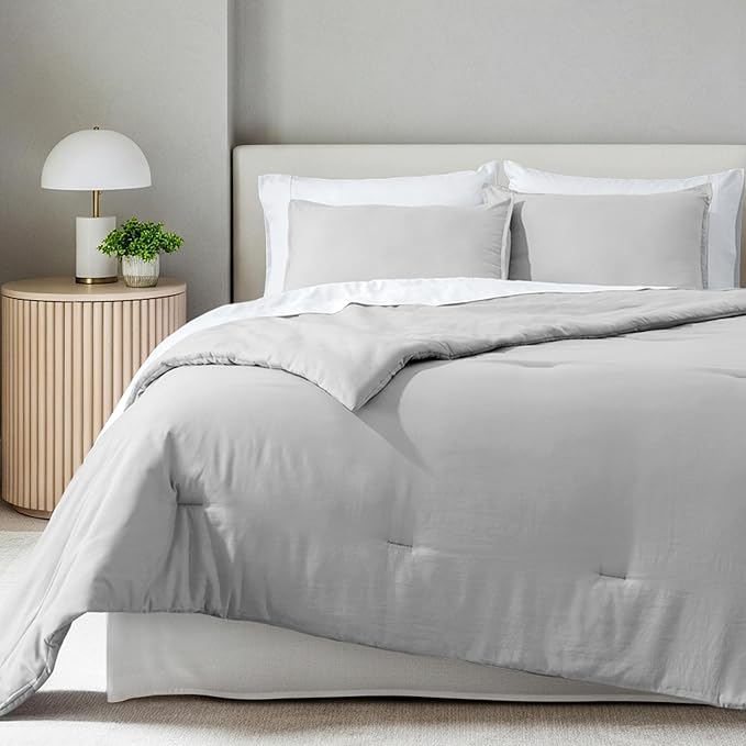 Bare Home Comforter Set - Queen Size - Ultra-Soft - Goose Down Alternative - Premium 1800 Series - All Season Warmth Comforter (Queen, Cloud Grey)