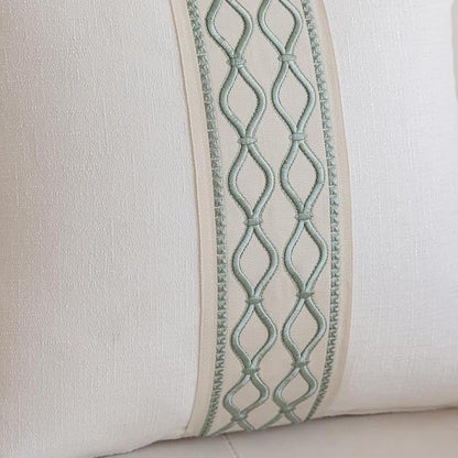 Throw Pillow Covers with Insert Included, with Embroidered Detail, 18 x 18 inches, Decorative Throw Pillow for Sofa Couch Bed (White, 18" L x 18" W)