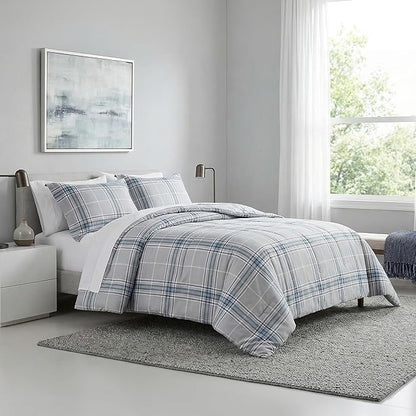 Southshore Fine Living, Inc. Vilano Plaid Collection - Full/Queen Comforter Set, Premium Quality, All-Season Down Alternative, Easy Care, Oversized 3-Piece Comforter Set, Full/Queen, Grey