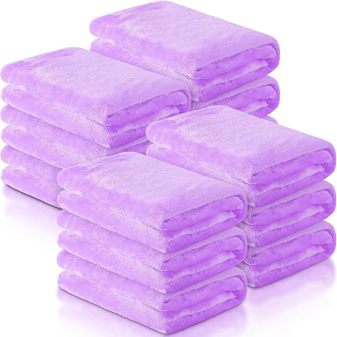 12 Pcs Fleece Blankets for Girls Sleepover Party Soft Fuzzy Throw Blanket 40 x 60 Inch Warm Flannel Blanket for Teenager Bed Travel SPA Movie Party(Light Purple)