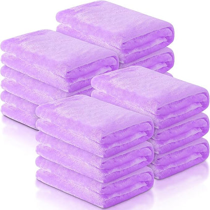 12 Pcs Fleece Blankets for Girls Sleepover Party Soft Fuzzy Throw Blanket 40 x 60 Inch Warm Flannel Blanket for Teenager Bed Travel SPA Movie Party(Light Purple)