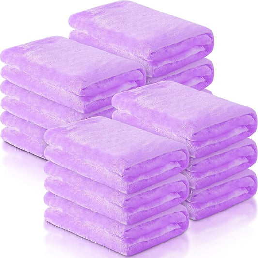 12 Pcs Fleece Blankets for Girls Sleepover Party Soft Fuzzy Throw Blanket 40 x 60 Inch Warm Flannel Blanket for Teenager Bed Travel SPA Movie Party(Light Purple)