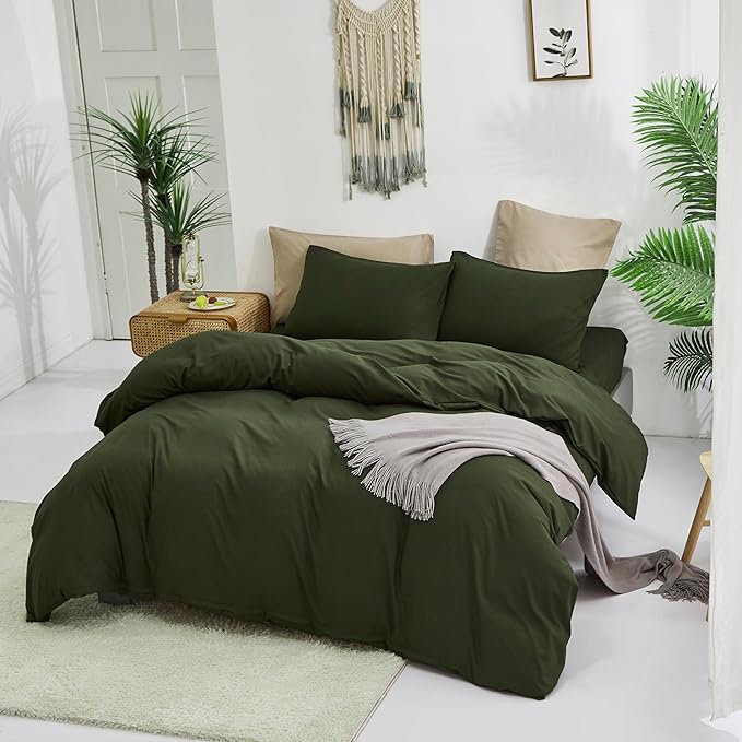 CLOTHKNOW Army Green Twin/Twin XL Comforter Sets Dark Green Bedding Comforter Sets Boys Girls Comforter Soft Military Comforter with 2 x Pillow Cases
