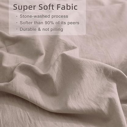 QSH Shabby Ruffled Comforter Set 3 Pieces, Lightweight Taupe Bed Comforter,Microfiber Inner Fill Bedding King Size