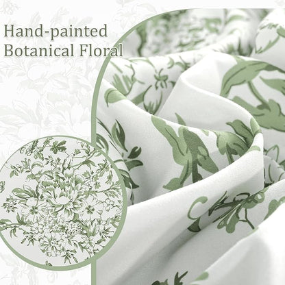 WONGS BEDDING 8 Pieces Full Size Comforter Set Green, Sage Green Floral Bed in a Bag Comforter Sets, Soft Reversible Botanical Flowers Bedding Sets for All Season (78"x90")