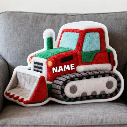 Custom Bulldozer Shaped Pillow Personalized Double-Sided Printed Cute Pillow Customized Christmas Party Commemorative Gift Sofa Decorative for Boys and Girls 8-32in