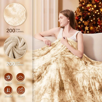 Homemate Electric Heated Blanket Full Size - 72"x84" Heating Blanket Full Size 1/2/4/6/8 Hours Auto-Off 10 Heat Level Over-Heat Protection Luxury Faux Fur Sherpa ETL Certification