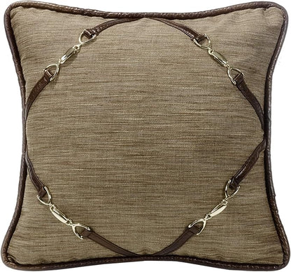 Paseo Road by HiEnd Accents Highland Lodge Buckle Cornered Decorative Throw Pillow, 18x18 inch, Rustic Cabin Lodge Western Luxury Bedding