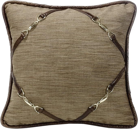 Paseo Road by HiEnd Accents Highland Lodge Buckle Cornered Decorative Throw Pillow, 18x18 inch, Rustic Cabin Lodge Western Luxury Bedding