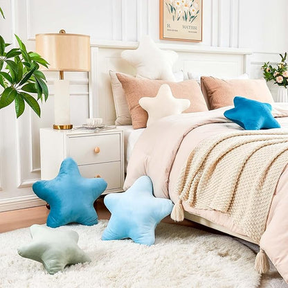 Beige Star Throw Pillow, Cute Star Pillow Room Decor, Soft 19.6" Star Shaped Decorative Throw Pillow for Bedroom, Star Plush Floor Cushions Pillows