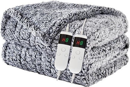Heated Blanket Heated Queen, Electric Blanket 84"x90" Heating Blanket with 8 Hours Auto Off 10 Fast Heating Levels Machine Washable Sherpa Heated Blanket with Overheating Protection