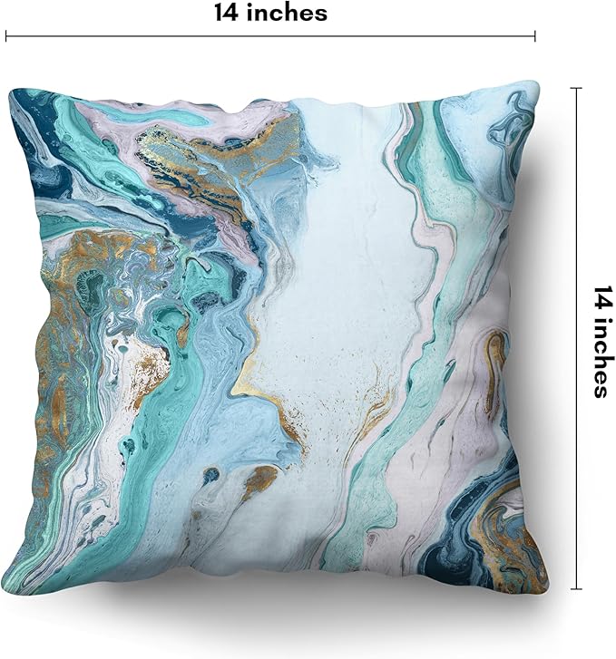 Americanflat 14x14 Throw Pillow with Sewn-in Insert - All-in-One Decorative Pillows - No Cover Needed - Soft and Durable Cushion for Bed or Sofa - Polyester - Blue and White