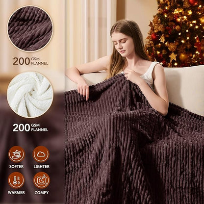 Homemate Electric Heated Blanket Queen Size - 84"x90" Heating Blanket Queen Size Dual Control 1/2/4/6/8 Hours Auto-Off 10 Heat Level Over-Heat Protection Soft Flannel Sherpa ETL Certification