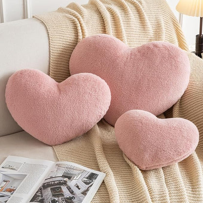 Xiashrk Heart Pillow, Heart Shaped Pillow for Bed Couch, Soft Decorative Heart Throw Pillow, Cute Decorate Pillows, Heart Pillows for Bedroom Living Room (Grey Pink, Large 19.6"x15.7")