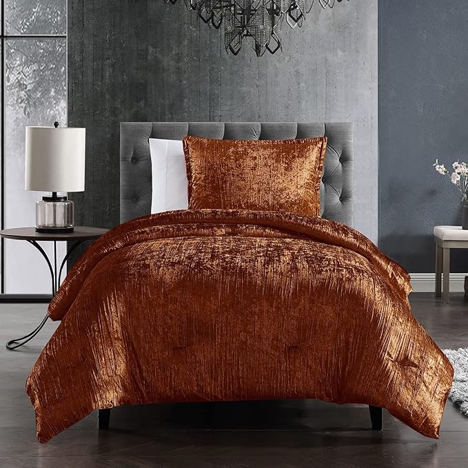 Riverbrook Home Turin Plush Comforter Set, Twin, Spice, 2-Piece Set