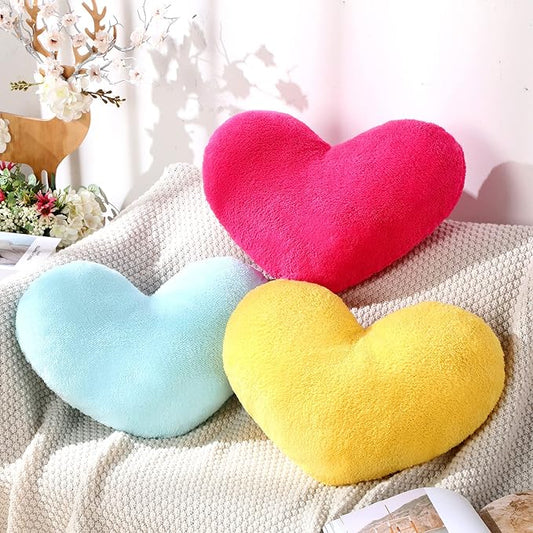 Unittype Heart Shaped Pillow Plush Cute Fluffy Cushion Heart Throw Pillow Decorative Back Cushions Women Gifts for Living Dining Room Bed Sofa, 15.75 Inch(Rose Red, Blue, Yellow)