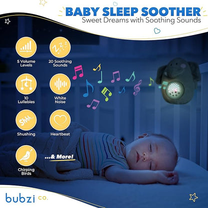 Bubzi Co Sound Machine, Portable Elephant Soother & Night Light Projector, Comforting Electronic Infant Toddler Sleep Aid & Shush with White Noise