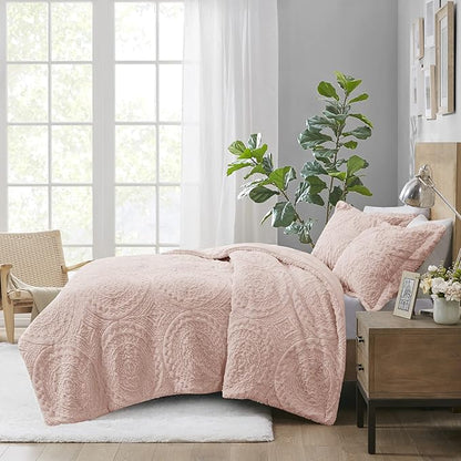 Madison Park Ultra Soft Luxury Premium Plush Comforter Mini Modern All Season Down Alternative Bedding Set with Matching Sham, King, Blush