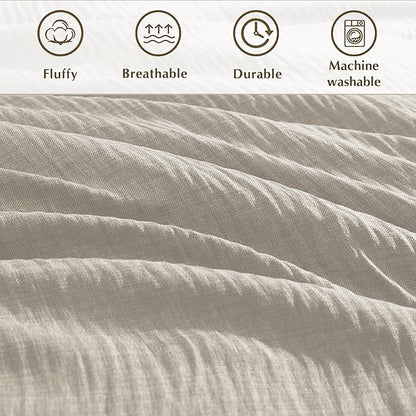 Geniospin King Size Comforter Set- 7 Piece Ivory Textured King Bedding Set, Soft Solid Bed in a Bag for All Season, King Comforter Set with Sheets(Ivory,102''x90'')