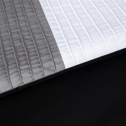 Chezmoi Collection Briar 7-Piece California King Bed in a Bag - All Season Lightweight Microfiber Comforter Set - Includes Sheets & Shams - Black/Gray/White Pleated Stripe Design