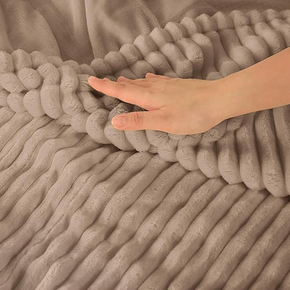 Electric Heated Blanket Queen Size 84"x90",Dual Controllers & Dual Heating Zones, 1-12 Hs Auto Off & 12 Heating Levels, Soft Striped Flannel for Bed, Machine Washable, Gifts for Family-Camel