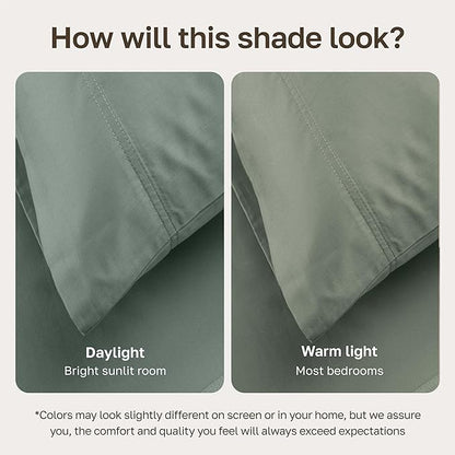 CALIFORNIA DESIGN DEN 5-Star Hotel 600 Thread Count 100% Cotton, Soft & Smooth Queen Sheet Set with Deep Pockets, Quality Beats Egyptian Cotton Claims (Sage Green)