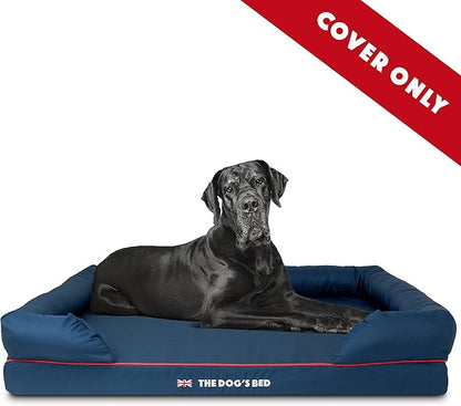 The Dog’s Bed Replacement Outer Cover, Oxford Fabric, Blue with Red Trim & UK Flag, XXL
