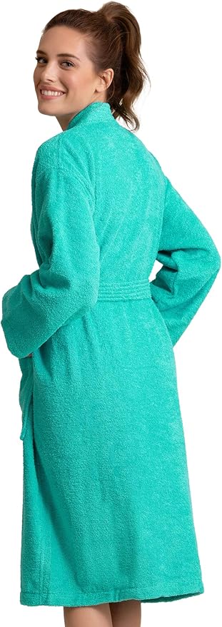 Soft Touch Linen Women's Robe Terry Cotton Cloth- Kimono Style- Thick, Breathable & Comfortable- Lightweight & Absorbent