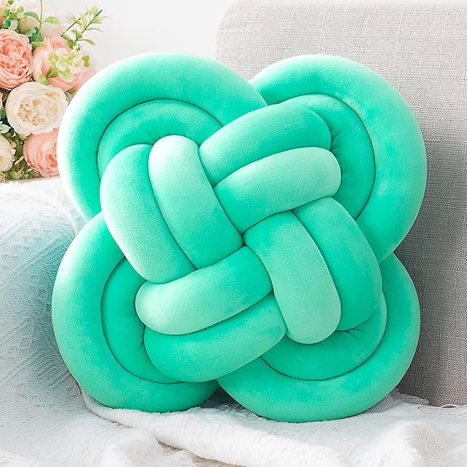 Xiashrk Knot Pillow, Decorative Throw Pillows with Soft Plush for Couch, 12" Knotted Pillows Light Blue Dorm Room Decor Knot Pillow Ball Decorative Cushion for Bed Living Room