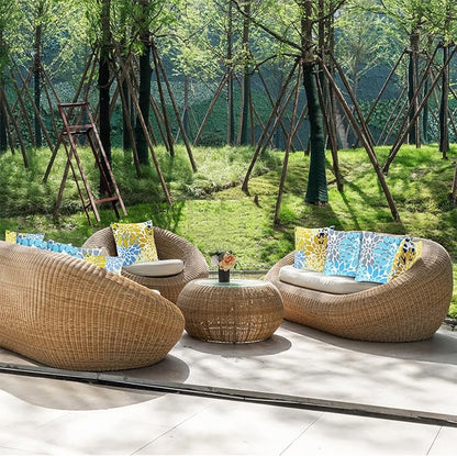 JMGBird Water-Resistant Outdoor Pillows Set of 2, 18x18 inch Durable Sky Blue Mandala Pattern Throw Pillows with Inserts for Patio Furniture