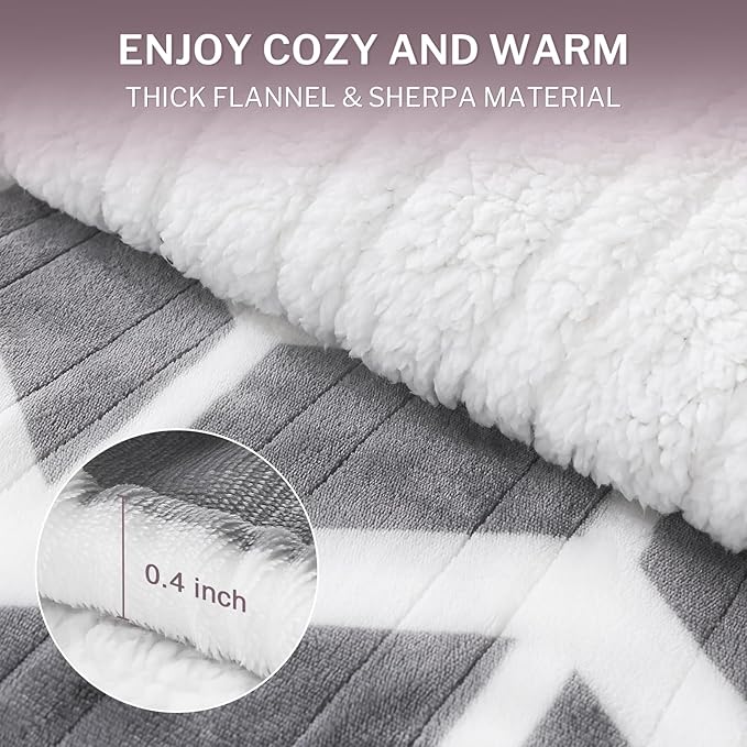 VENTIMI Electric Blanket Heated Throw, 50" x 60" Heated Blanket with 5 Heat Levels & 3 Hours Auto Off, Fast Heating Blankets with ETL & FCC Certification, Grey