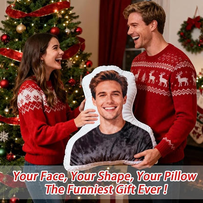 Custom Pet Pillow with Picture, Personalized Face Body Shaped Pillow, Customized Funny White Elephant Gifts for Adults, Fun Gag Gift for Men Women, Photo Christmas Funny Gifts (Insert Included)