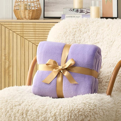 Hansleep Fleece Lilac King Blanket, Super Soft Flannel Fuzzy Plush Cozy Blanket for All Seasons, Lilac, King 90x108 Inches