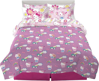Franco Kids Bedding Super Soft Comforter and Sheet Set with Sham, 7 Piece Full Size, Hello Kitty(Prints may vary)
