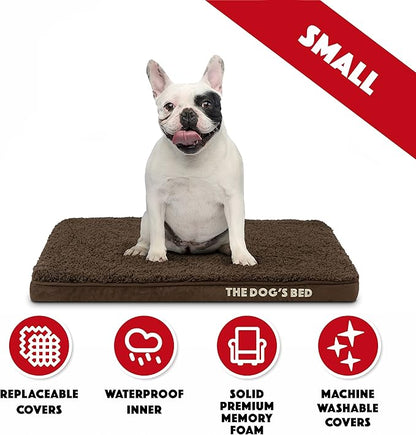 The Dog’s Bed Orthopedic Memory Foam Dog Bed Mattress, Plush Fabric, Brown Plush, S, 2-Inch